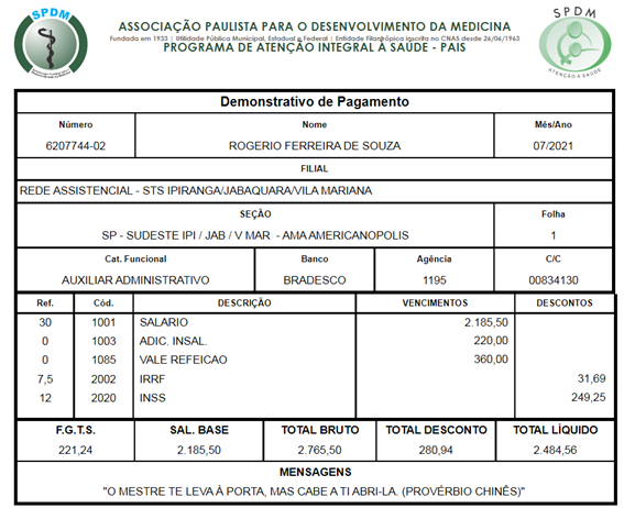 ¿Quanto ganha um auxiliar administrativo hospitalar?