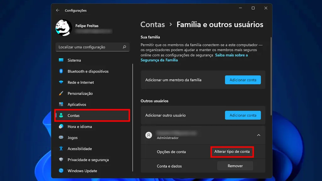 ¿Como mudar o administrador do windows?