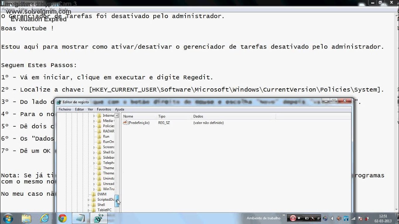 ¿O gerenciador de tarefas foi desativado pelo administrador?