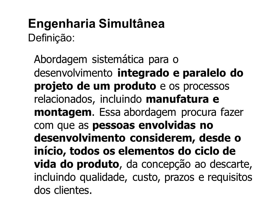 ¿o que é engenharia simultânea?