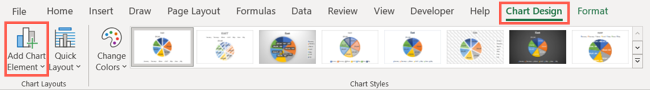 Adicionar elementos de gráfico na guia Design de gráfico