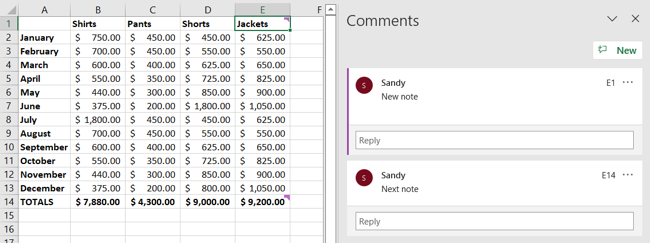 Notas convertidas em comentários no Excel