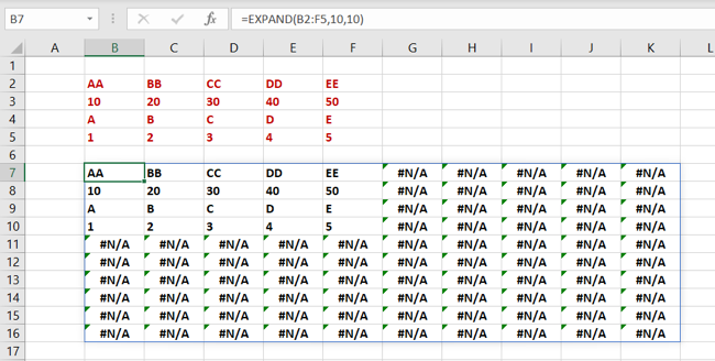 Função EXPANDIR no Excel