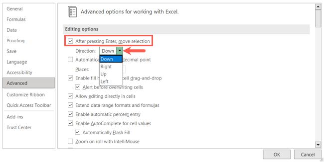Insira as configurações principais no Excel