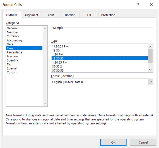 Formatar células como hora no Excel