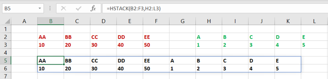 Função HSTACK no Excel