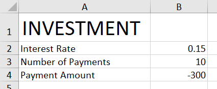 Dados de investimento em Excel