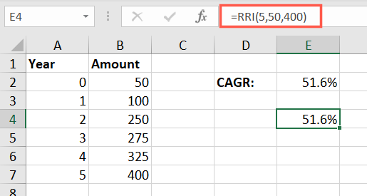 Fórmula RRI com constantes em vez de referências de células