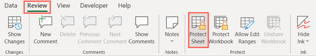 Proteger planilha na guia Revisão