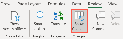 Mostrar alterações na guia Revisão do Excel