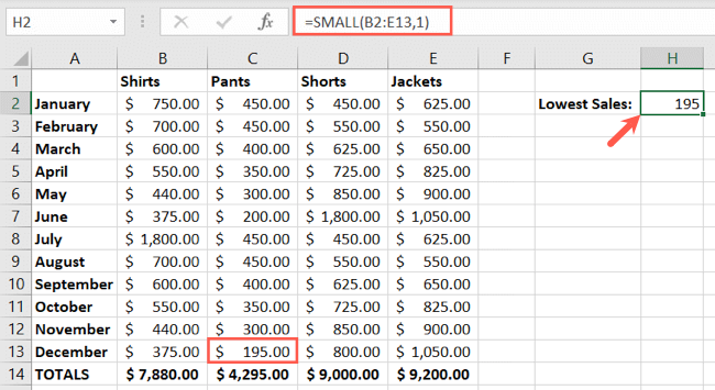 Função SMALL para o primeiro menor número