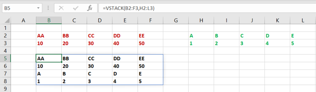 Função VSTACK no Excel